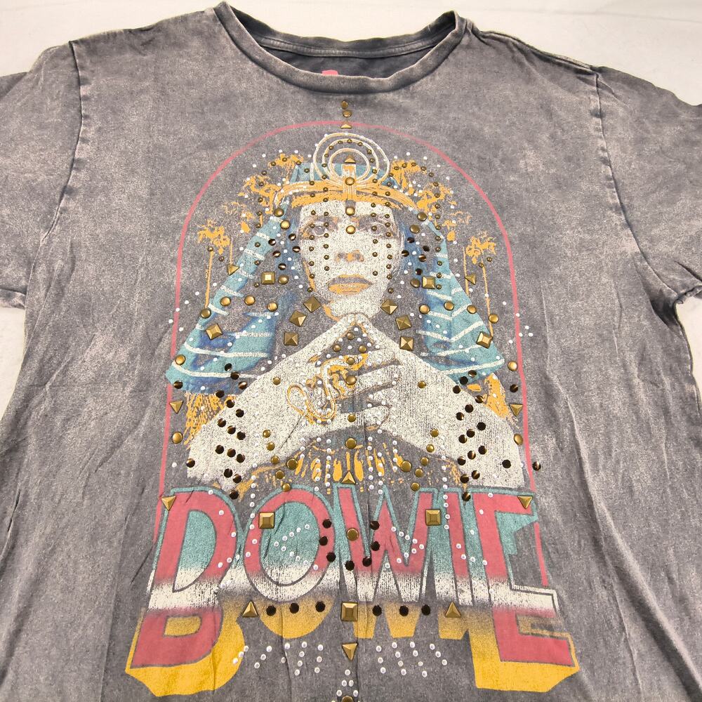 David Bowie Band Crew Neck Short Sleeve Graphic Shirt Mens Size M Gray